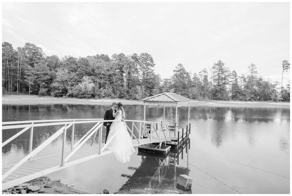 Black and White Bridal Portrait At Lake Hartwell SC Dock