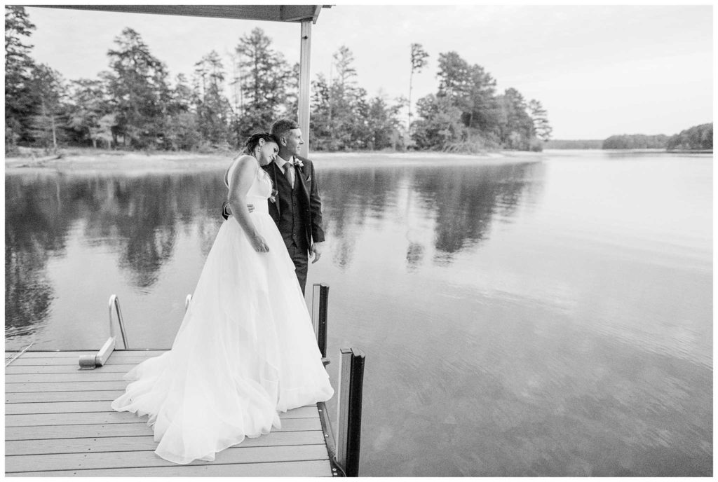 Black and White Bridal Portrait At Lake Hartwell SC Dock